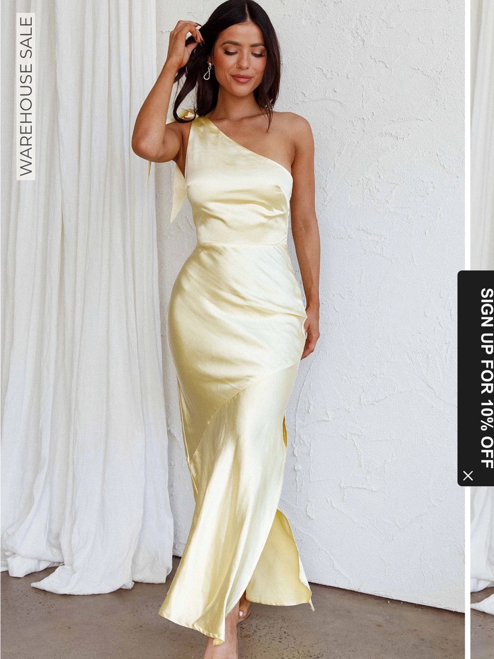 Eleanora One-Shoulder Satin Dress Butter